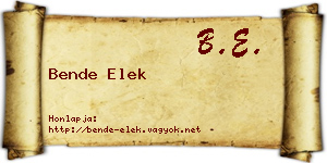 Bende Elek névjegykártya